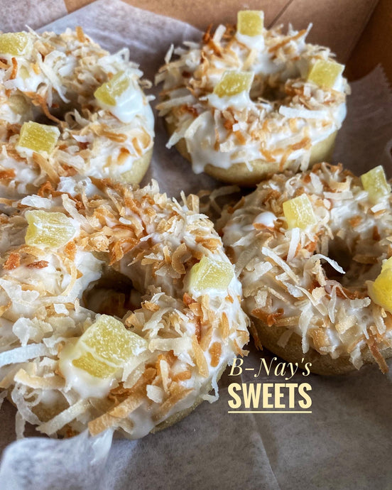 * Vegan Pineapple Coconut Donuts
